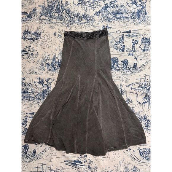Beautiful flowy Lapis Grey Maxi Skirt stretchy Ruching, Banded Waist | OS - Wome - Picture 1 of 5